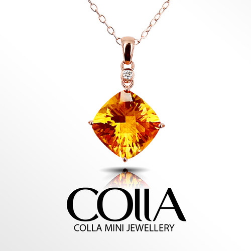 玫瑰金招财转运克拉黄水晶吊坠