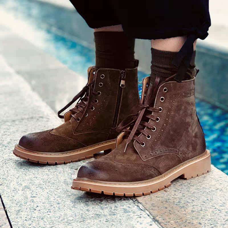 England Retro Riding boots Do the old Nubuck leather High shoes Bullock Carved man leisure time work clothes Round Bootsin the Men's Shoes, Boots  category - from Buy2taobao.com to provide professional Taobao agent buy service