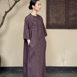 设计师极简禅意新中式 REHAI 筋骨汉麻 2561 旗袍裙茶服 闲斋录