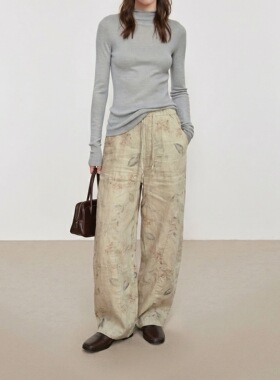 REHAI 松弛进阶-2584酵洗汉麻长纺肌理感麻长裤