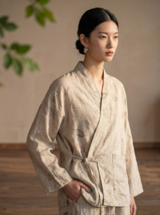 REHAI 明月清风-2580酵洗汉麻-自然主义汉服改良中式茶艺禅服