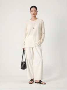 REHAI 2577轻着舒适针织亚麻宽松松弛慵懒罩衫 打底衫 素问