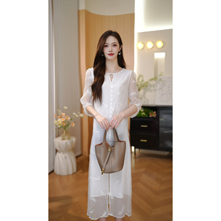 真丝桑蚕丝绣花轻奢气质连衣裙ZR1125 仙女裙 芊芊粉丝专享