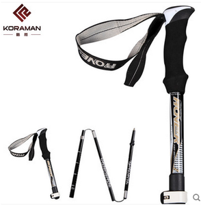新品酷然碳素登山杖折叠碳纤维外锁5节超轻超短伸缩手杖可调带杖