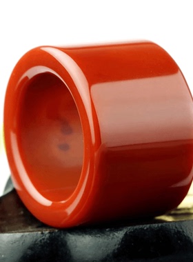 天然红玛瑙扳指男款扳戒红色指环火焰纹本命年手饰生日礼物