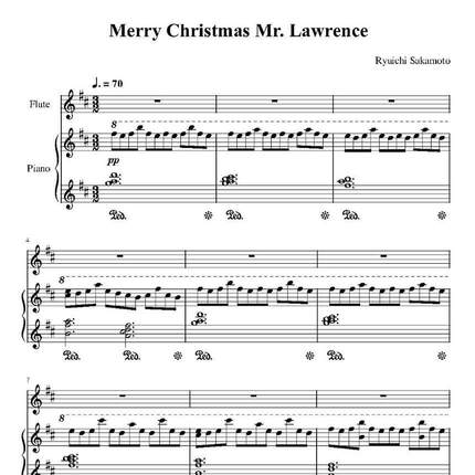 长笛乐谱 圣诞快乐，劳伦斯Merry Christmas Mr. Lawrence