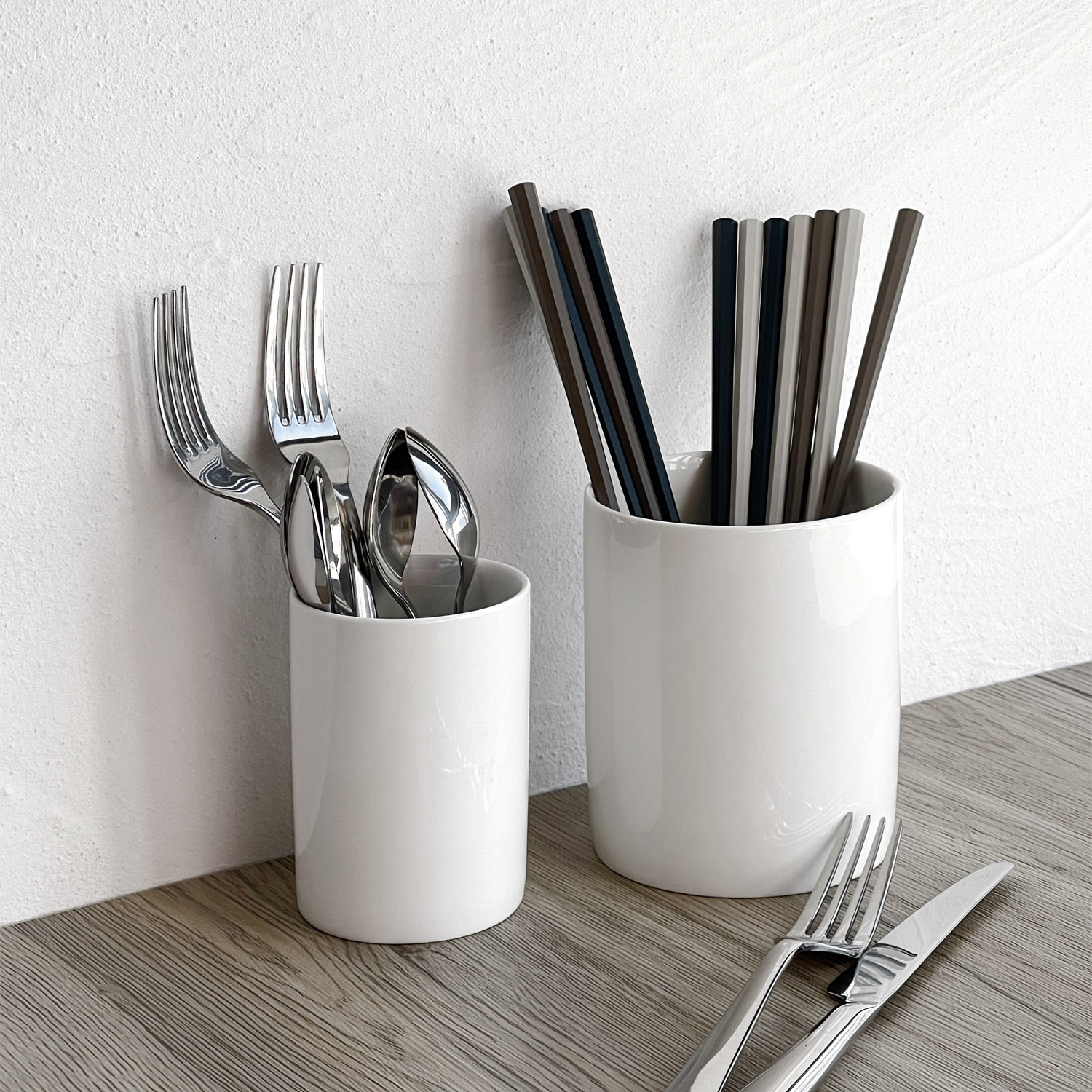 onuk同款白色陶瓷筷筒厨具收纳桶