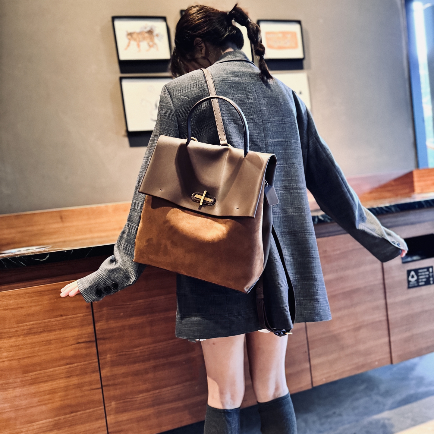 时尚真皮背包大容量女包2025年秋冬新款牛皮手提单肩双肩包多用包