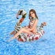 印花色火烈鸟儿童游泳圈坐骑玩具充气成人水上动物洒脱浮排躺椅床