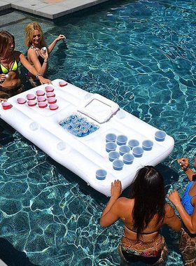 泳池漂浮水上托盘户外泳池乒乓球充气游戏桌啤酒饮料冰吧露营冰桶