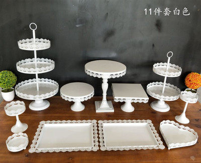 欧式铁艺水果蛋糕盘子婚庆甜品摆台宴会茶歇点心冷餐托盘展示架
