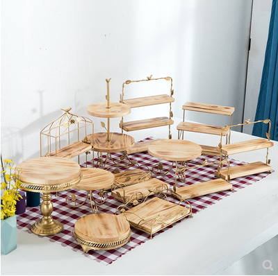 木质蛋糕架甜品台展示架欧式婚庆装饰摆件道具多层托盘点心架套装