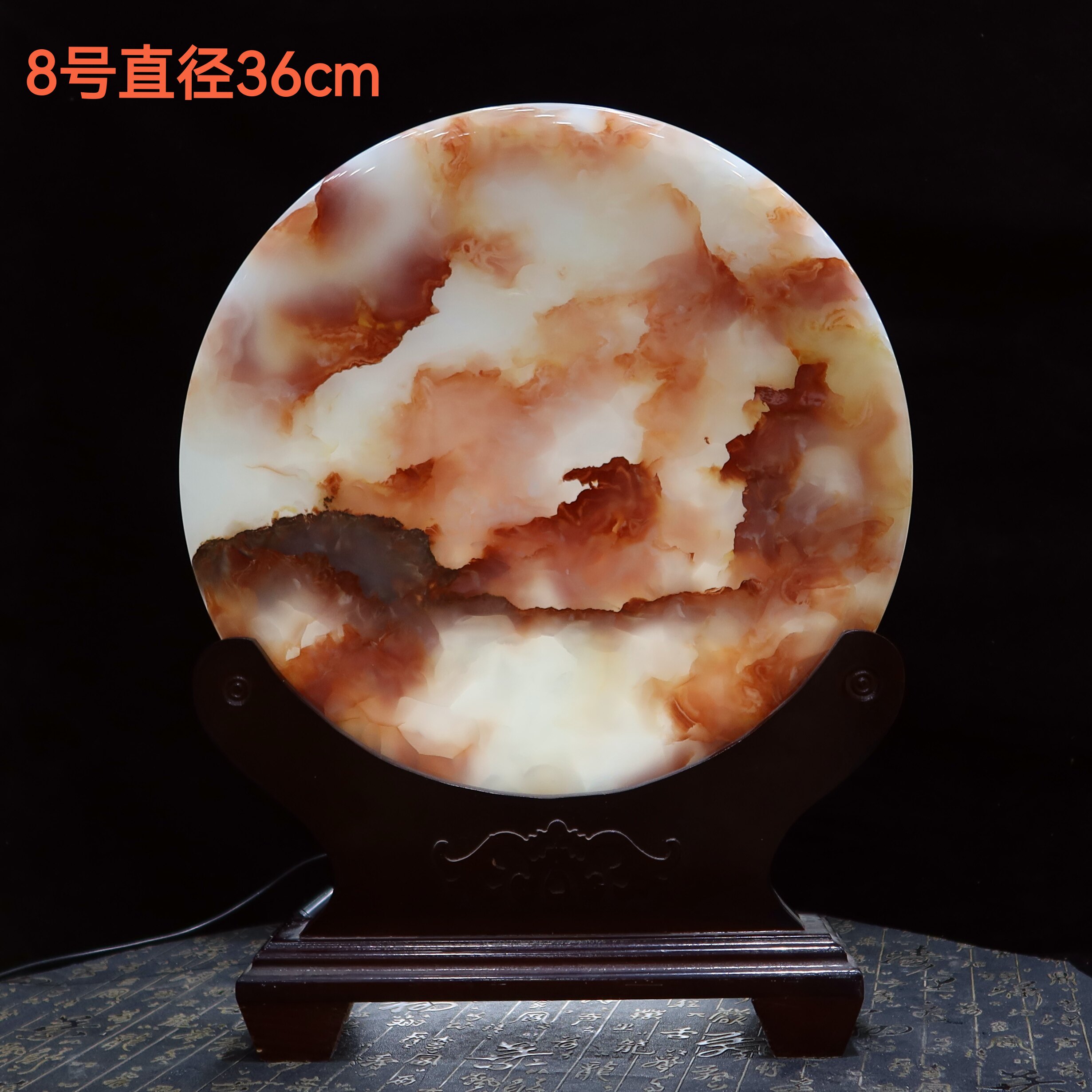 玉璧摆件玉石天然高档圆平安扣古青玉白玉大号客厅装饰工艺和氏璧