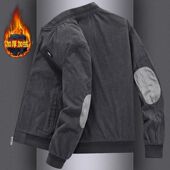 百搭休闲中青年棒球领夹克加绒加厚外套 新款 灯芯绒男士 外套秋冬季