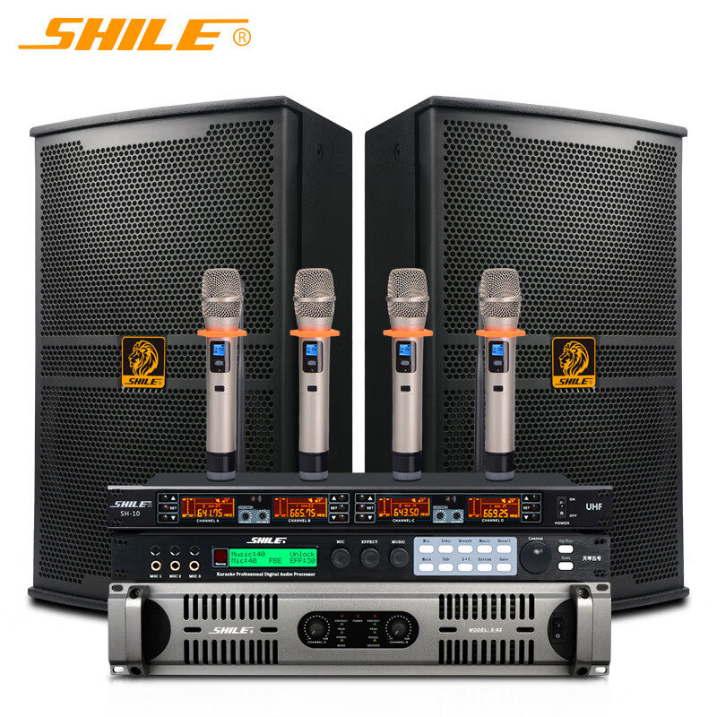 狮乐S62/BM10/天琴五号/SH10 音响套装 功放带10英寸音箱配效果器