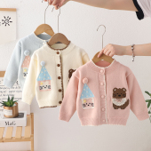 韩版 上衣女宝宝毛衣开衫 小童保暖秋外套 毛衣秋冬新款 女童针织开衫