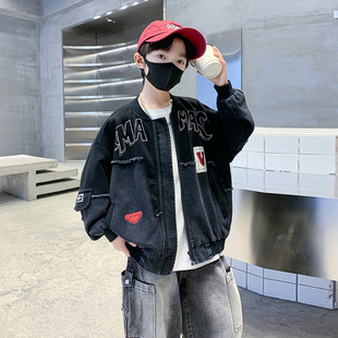 男童牛仔开衫外套春秋款2026新款中大童痞帅风潮帅气时髦儿童夹克