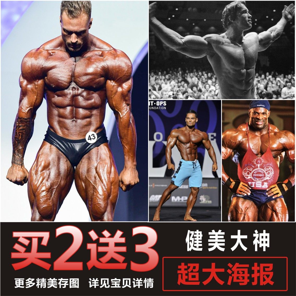 健身房健美杰瑞米克里斯罗尼库尔曼施瓦辛格希斯肌肉男女海报定制