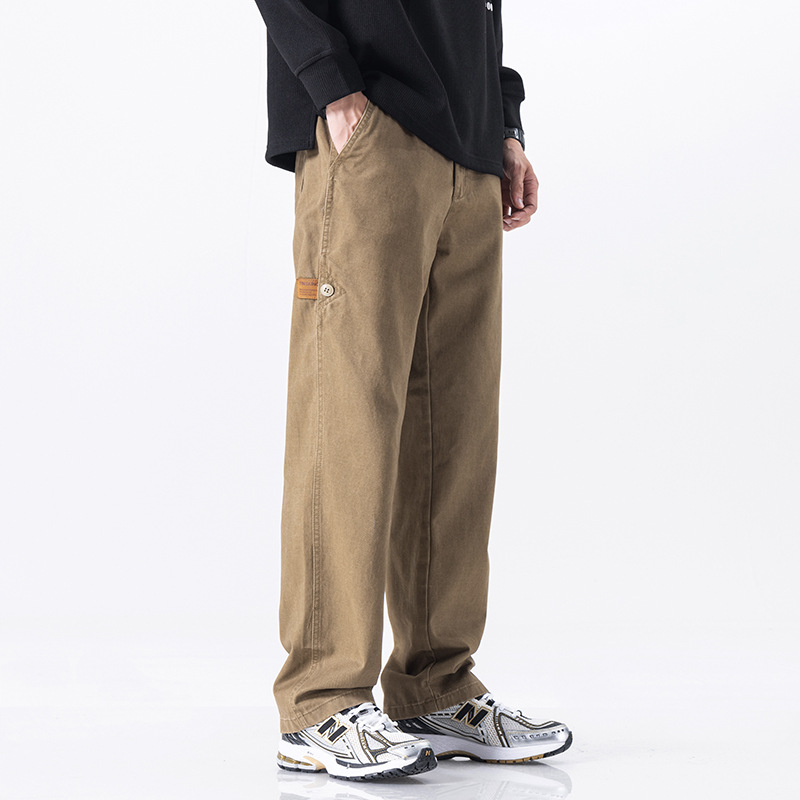 男士直筒休闲裤男秋季裤子男款卡其色工装裤伐木裤2025新款登山裤