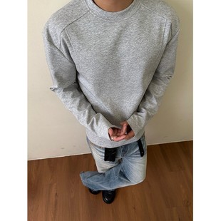 boxy版 T恤抗皱硬挺短款 型 320g澳产氨纶太空棉空气层拼接长袖 EME