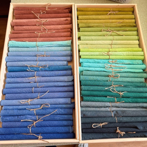 植物染小块面料薄棉布纯手工染色彩色系列布料刺绣发卡胸针面料