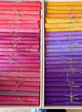 植物染小块面料薄棉布纯手工染色彩色系列布料刺绣发卡胸针面料