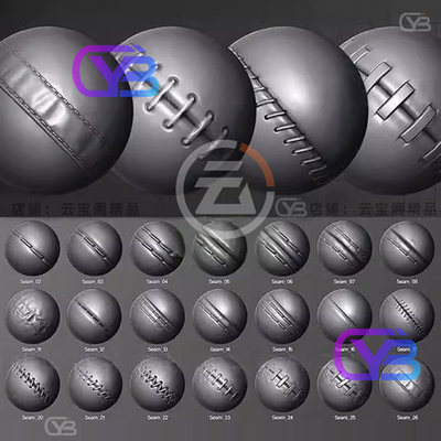 Zbrush35款缝线纹理笔刷 zb服装缝纫线迹 布料针脚 雕刻素材ZBP