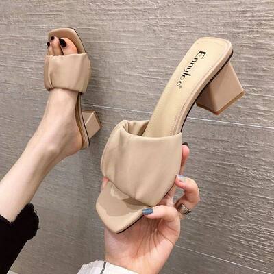 Cool Slippers Women's Summer Fashion, Coarse Heels Slippers