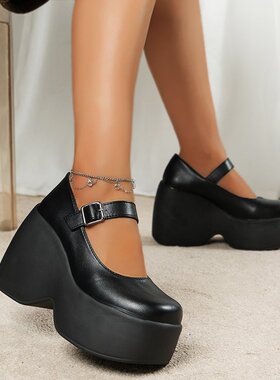 朋克辣妹厚跟鞋玛丽珍单鞋women platform shoes Mary Jane shoes