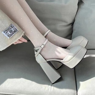 women shoes Coarse high buckle strap fairy heels