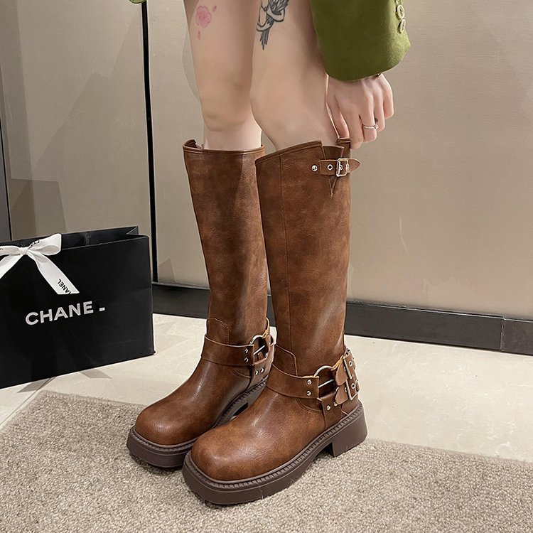 New Coarse Heeled Long Boots for Women, Tall Knight Boots,