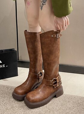 New Coarse Heeled Long Boots for Women, Tall Knight Boots,