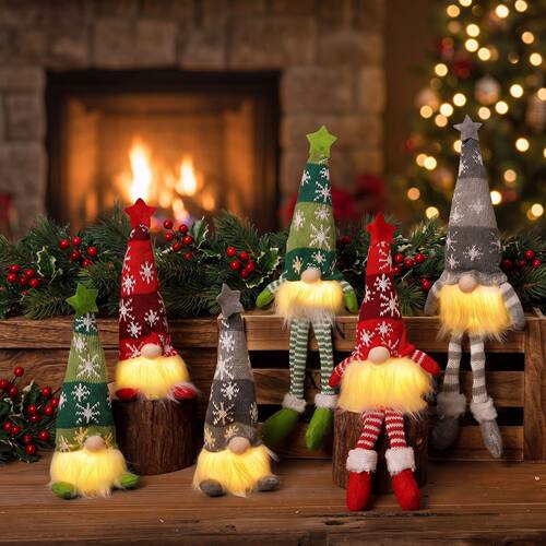 Christmas Decoration Snowflake Knitted Hat Light Hang doll