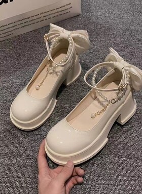 New single shoe for women in spring fashion, thick heel, an