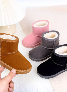 Winter children's shoes, baby cotton shoes with fleece, chi