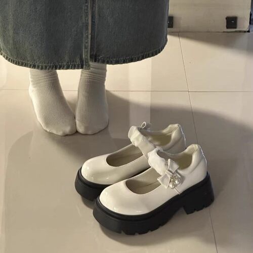 Mary Jane's Little Leather Shoes Women's Summer Height Incr