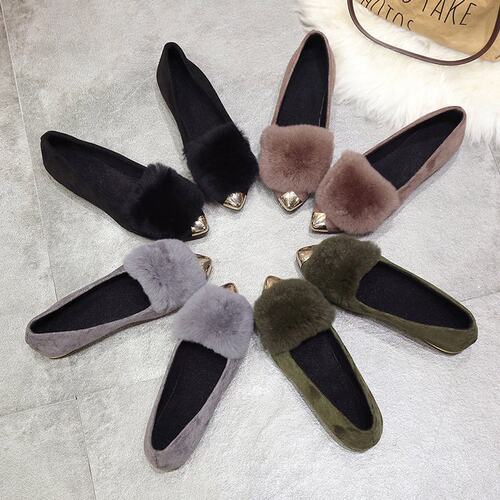 Single shoes women's spring plush lazy shoes female shoes
