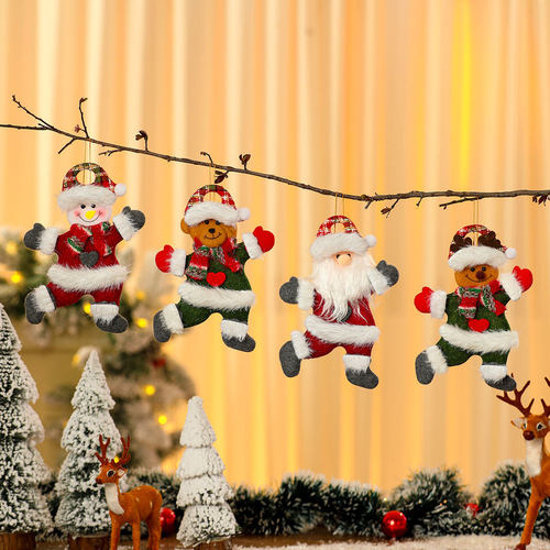 Christmas Fabric red green dancing hands up figurine hanging