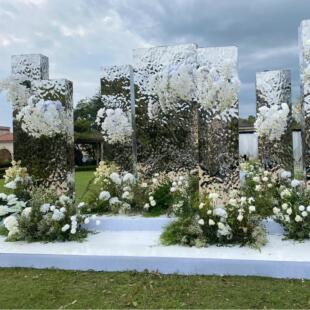 水波纹板镜面膜金属镜面膜商场展示吊顶婚礼背景亮片压花水波浪板