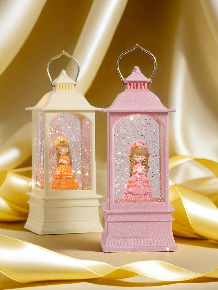 뮤직 박스 어린이 선물 회전하는 눈 장식품 귀여운 공주 수정 구슬 소녀를 위한 생일 선물 야간 조명