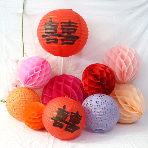 蜂窝球结婚庆订婚生日聚会布置婚房装饰立柱套装婚礼纸灯笼蜂窝柱