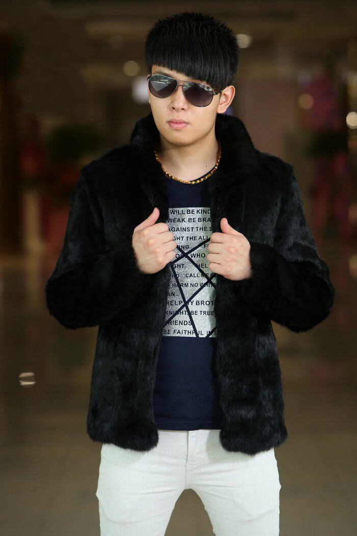 가을 겨울 모피 신사복 토끼 모피 코트 여우 모피 칼라 모피 통합 후드 스탠드 칼라 캐주얼웨어