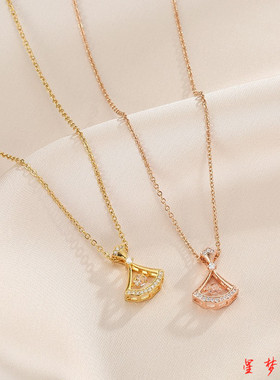 网红灵动扇形裙子项链女18K金色