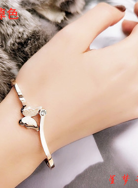 蝴蝶手镯轻奢高级感小众不掉色精致时尚设计玫瑰金色手饰女生简约