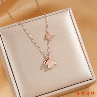 玫瑰金蝴蝶项链女轻奢小众设计高级感锁骨链送女友闺蜜生日礼物