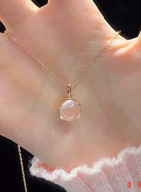 樱花粉水晶项链女2026新爆款轻奢小众ins简约百搭温柔气质锁骨链
