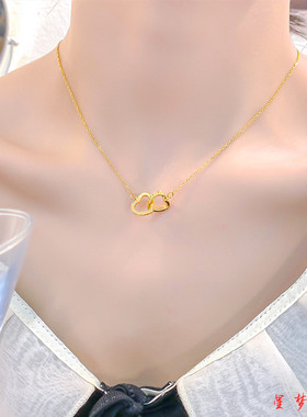 双环爱心项链女爆款小众设计