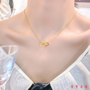 网红爆款双环爱心项链女2026新款小众设计高级感锁骨链气质颈链