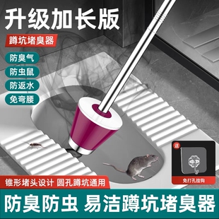 厕所蹲坑防臭器堵臭神器卫生间蹲便器堵洞塞马桶堵孔塞不锈钢通用