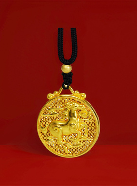 火烧不掉色金店同款古法沙金马年